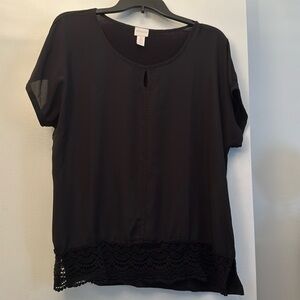 Chico’s Black short sleeve top, Size 2,